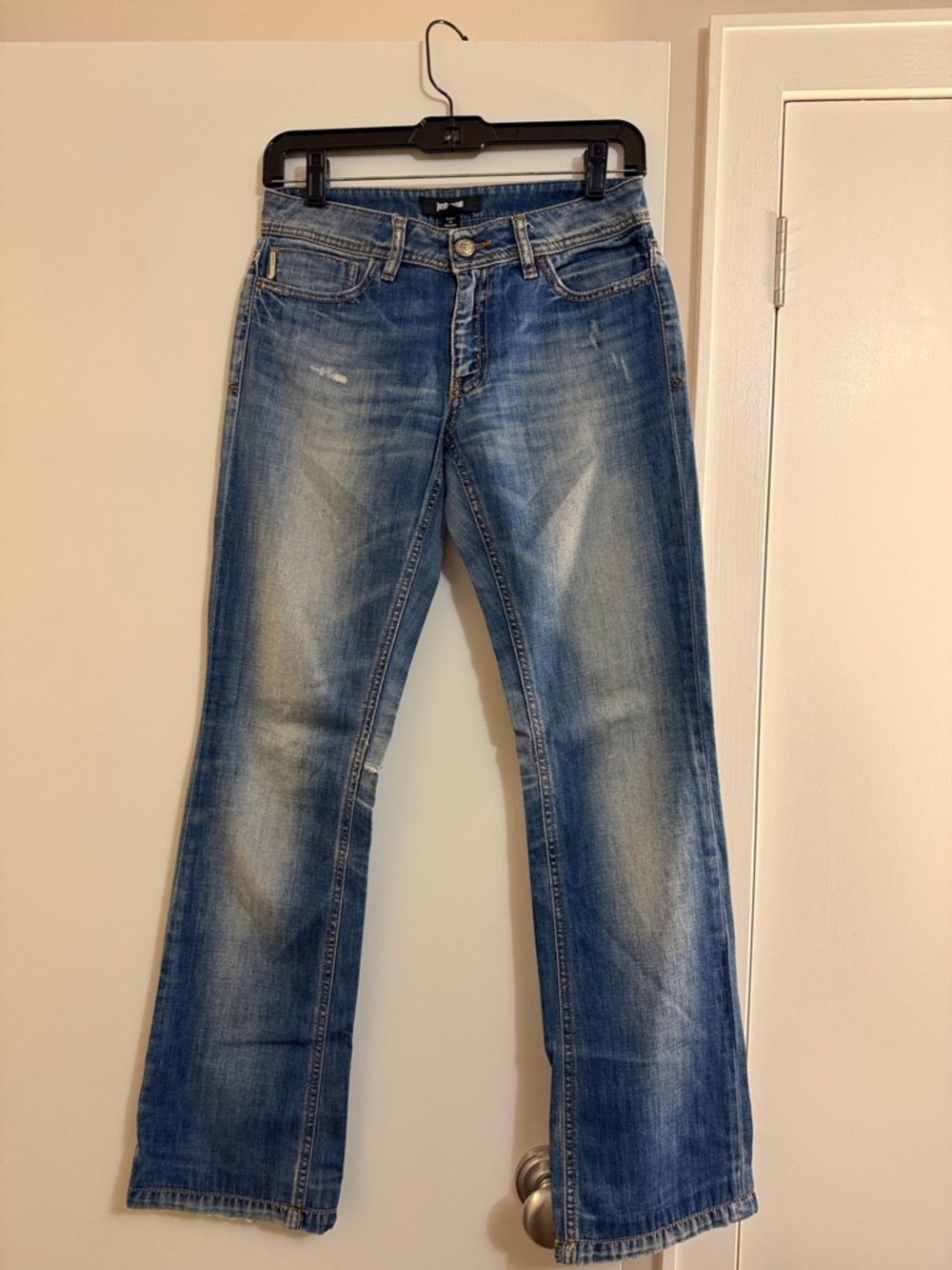 Just Cavalli Faded Blue Flare Jeans Women Embroidered Denim size 26